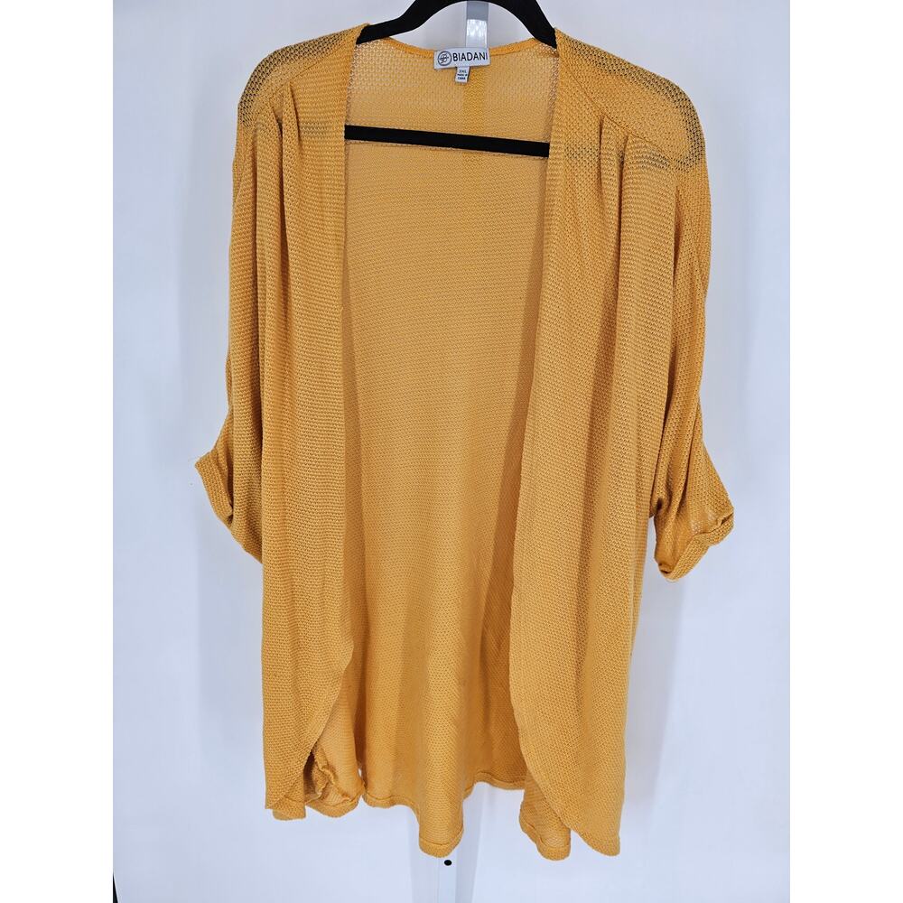 Biadani Women's Gold Crochet Half-Sleeve Open Front Cardigan Size 3XL